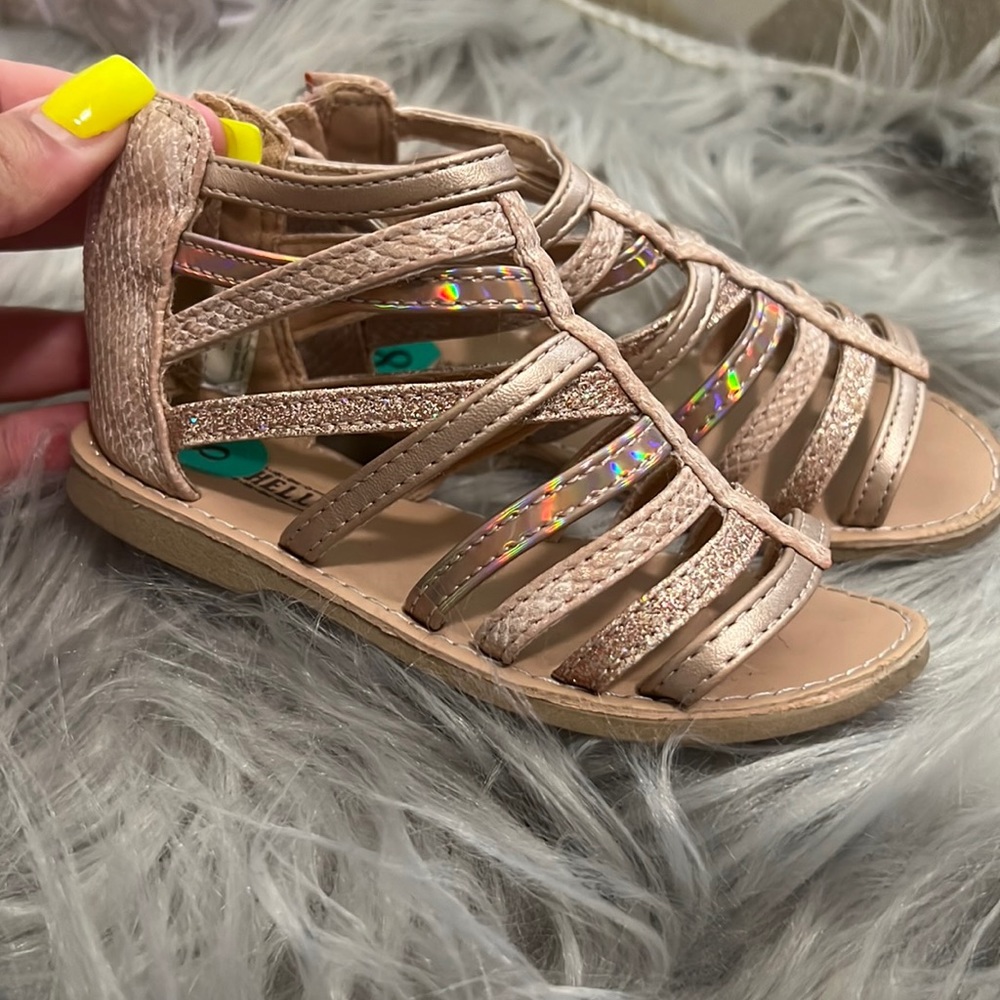 Gold and tan sandals